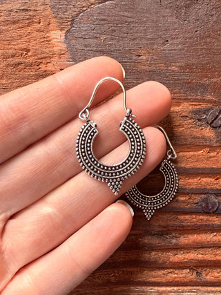 Small Silver Boho Earrings Bohemian Ethnic