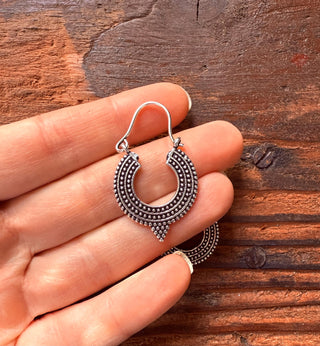 Small Silver Boho Earrings Bohemian Ethnic