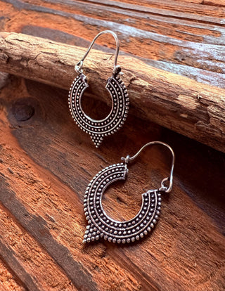 Small Silver Boho Earrings Bohemian Ethnic