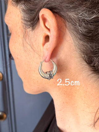 Silver Tribal Hoop Earrings / Ethnic / Rustic / Bohemian / Gold / Gypsy / Spiral / Hippie / Chunky / Festival / style