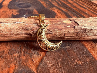 Gold Crescent Moon Necklace / Hypoallergenic / Boho / Hippie / Rustic / Ethnic