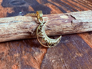 Gold Crescent Moon Necklace / Hypoallergenic / Boho / Hippie / Rustic / Ethnic