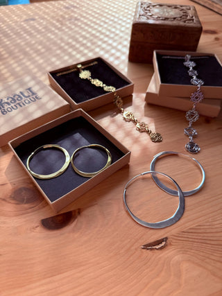 Gift Box for Her / Hoop Earrings / Dainty Bangle / Chakras Necklace / Choose Your Box