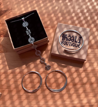 Gift Box for Her / Hoop Earrings / Dainty Bangle / Chakras Necklace / Choose Your Box