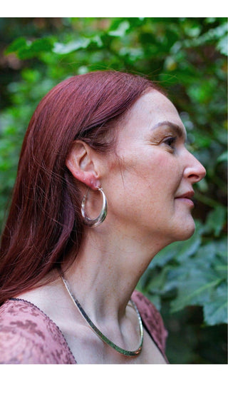 Chunky Silver Hoop Earrings / Thick Hoops / Ethnic / Boho / Unisex / Mens /