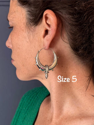 Tribal Chunky Silver Hoops; Ethnic / Boho / Unisex / Mens / Rustic / Psy / Gypsy / Spiral / Hippie / Bohemian / Festival / style