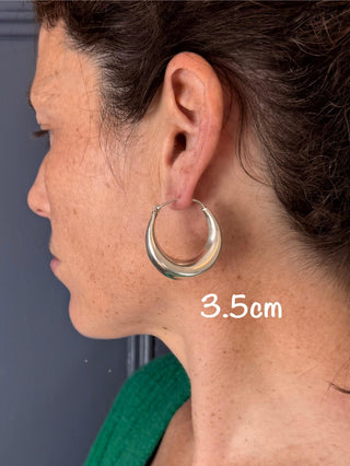 Chunky Silver Hoop Earrings / Thick Hoops / Ethnic / Boho / Unisex / Mens /