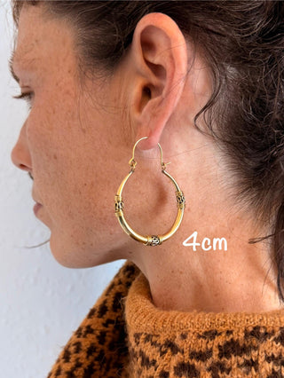 Brass Tribal Hoop Earrings / Ethnic / Rustic / Bohemian / Gold / Gypsy / Spiral / Hippie / Chunky / Festival / style
