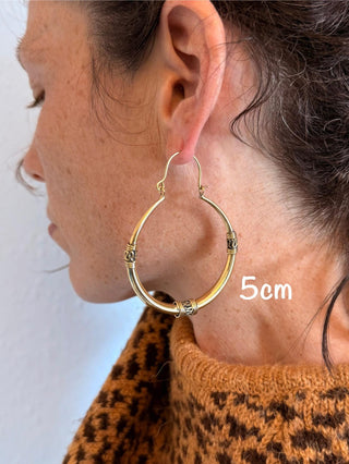 Brass Tribal Hoop Earrings / Ethnic / Rustic / Bohemian / Gold / Gypsy / Spiral / Hippie / Chunky / Festival / style