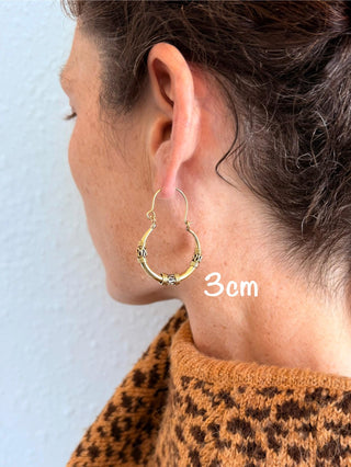 Brass Tribal Hoop Earrings / Ethnic / Rustic / Bohemian / Gold / Gypsy / Spiral / Hippie / Chunky / Festival / style