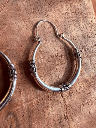 Silver Tribal Hoop Earrings / Ethnic / Rustic / Bohemian / Gold / Gypsy / Spiral / Hippie / Chunky / Festival / style