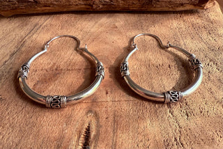 Silver Tribal Hoop Earrings / Ethnic / Rustic / Bohemian / Gold / Gypsy / Spiral / Hippie / Chunky / Festival / style