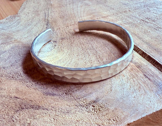 Large Silver Bracelet Hammered Bangle / Mens Jewellery / Boho / Ethnic / Rustic / Bohemian