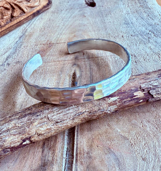 Large Silver Bracelet Hammered Bangle / Mens Jewellery / Boho / Ethnic / Rustic / Bohemian