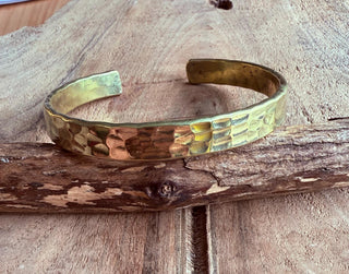 Large Brass Bracelet Hammered Bangle / Mens Jewellery / Boho / Ethnic / Rustic / Bohemian
