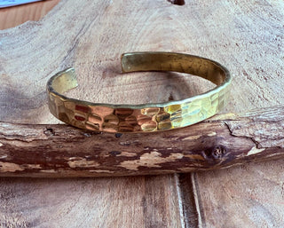 Large Brass Bracelet Hammered Bangle / Mens Jewellery / Boho / Ethnic / Rustic / Bohemian