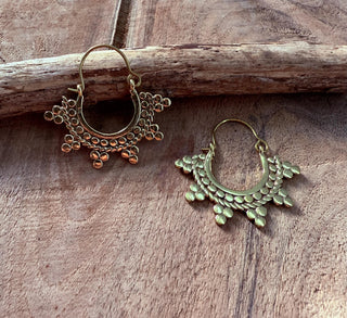 Mini Afghani Hoop Earrings / Boho / Ethnic / Rustic / Yoga / Hippie / Gypsy /Bohemian