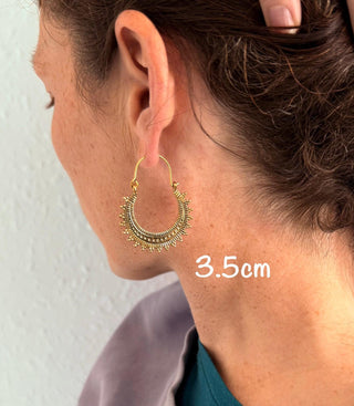 Afghani Boho Brass Hoops / Ethnic / Rustic / Psy / Gypsy / Hippie / Tribal