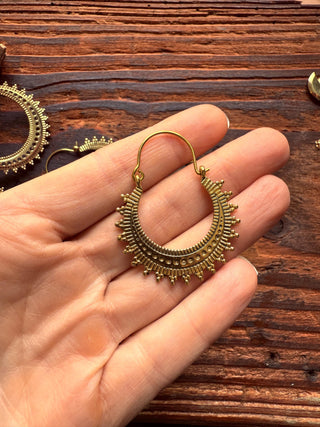 Afghani Boho Brass Hoops / Ethnic / Rustic / Psy / Gypsy / Hippie / Tribal