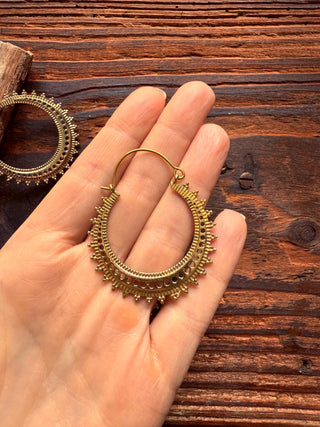 Afghani Boho Brass Hoops / Ethnic / Rustic / Psy / Gypsy / Hippie / Tribal