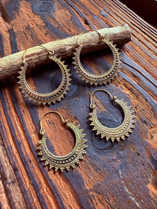 Afghani Boho Brass Hoops / Ethnic / Rustic / Psy / Gypsy / Hippie / Tribal