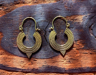 Small Boho Earrings Gold Brass Ethnic