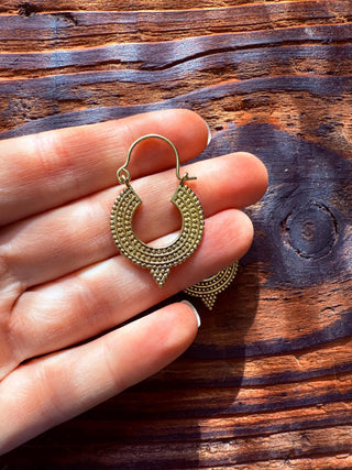 Small Boho Earrings Gold Brass Ethnic