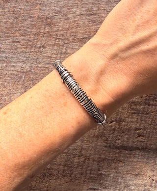 Silcer Bracelet Tribal Symbols Native Markings / Boho / Ethnic / Rustic / Bohemian
