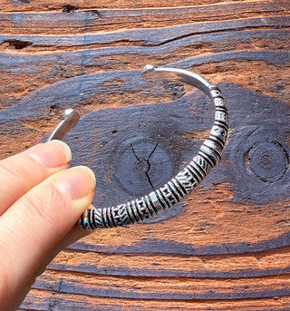 Silcer Bracelet Tribal Symbols Native Markings / Boho / Ethnic / Rustic / Bohemian