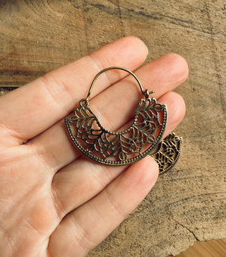 Ornate Hoop Earrings, Small Decorative Mandala Hoops / Boho Jewellery KaaliBoutiqueLTD
