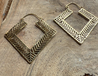 Large Asymmetric Statement Brass Earrings, Irregular Hoops, Gift Ready Option / Boho Look / Festival Fashion