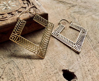 Large Asymmetric Statement Brass Earrings, Irregular Hoops, Gift Ready Option / Boho Look / Festival Fashion