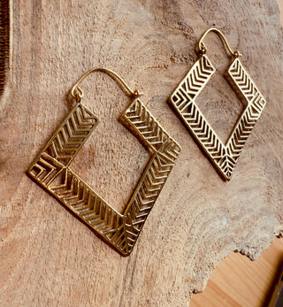 Large Asymmetric Statement Brass Earrings, Irregular Hoops, Gift Ready Option / Boho Look / Festival Fashion