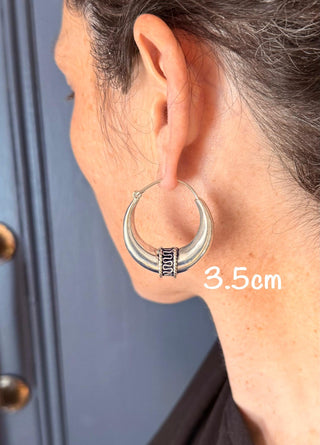 Silver Tribal Hoop Earrings / Ethnic / Rustic / Bohemian / Gold / Gypsy / Spiral / Hippie / Chunky / Festival / style