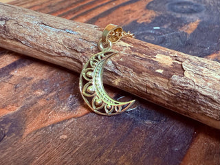 Gold Crescent Moon Necklace / Hypoallergenic / Boho / Hippie / Rustic / Ethnic