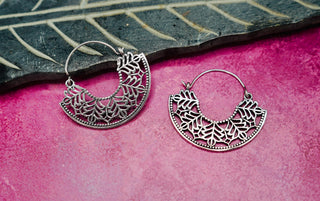 Mini Boho Silver Mandala Flower Earrings; Ethnic, Geometric, Small, Rustic, Yoga, Hippie, Gypsy, Pretty, Ssy, Boho, Bohemian, Festival