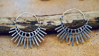 Sun & Moon Cosmic Silver Earrings, Witchy Jewellery, Sun and Moon Hoops, Hypoallergenic Wires and Gift Box Option