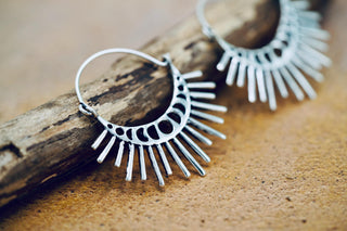 Sun & Moon Cosmic Silver Earrings, Witchy Jewellery, Sun and Moon Hoops, Hypoallergenic Wires and Gift Box Option