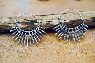 Sun & Moon Cosmic Silver Earrings, Witchy Jewellery, Sun and Moon Hoops, Hypoallergenic Wires and Gift Box Option