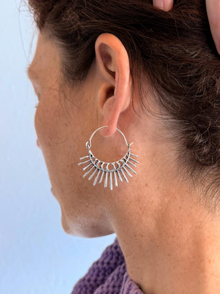 Sun & Moon Cosmic Brass Earrings, Witchy Jewellery, Sun and Moon Hoops,