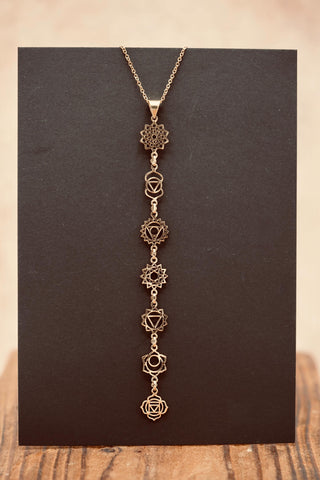 Gold Seven 7 Chakras Necklace / Gift Box / Gift For Her / Hypoallergenic / Yoga / / Boho / Hippie / Rustic / Ethnic