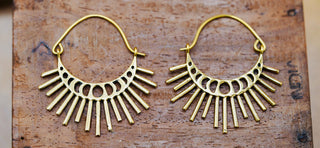 Sun & Moon Cosmic Brass Earrings, Witchy Jewellery, Sun and Moon Hoops,