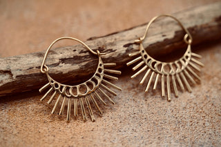 Sun & Moon Cosmic Brass Earrings, Witchy Jewellery, Sun and Moon Hoops,