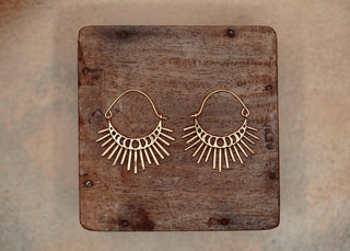 Sun & Moon Cosmic Brass Earrings, Witchy Jewellery, Sun and Moon Hoops,