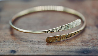 Gold Bangle for Women, Hammered Golden Brass Bracelet, Dainty Adjustable Bangle, Gift Box Option