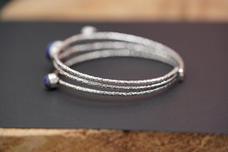 Large Size Lapis Lazuli Silver Bracelet, Bohemian Bangles, Gift Box Option, Boho, Artisanal