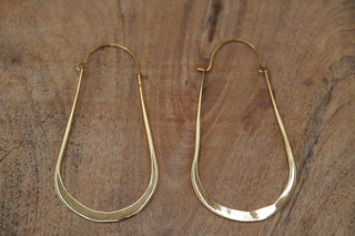 Oversized Flat Gold Hoops, Large Irregular Brass Earrings for Women