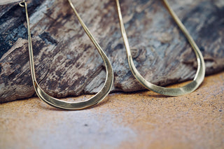 Oversized Flat Gold Hoops, Large Irregular Brass Earrings for Women