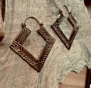 Large Asymmetric Statement Brass Earrings, Irregular Hoops, Gift Ready Option / Boho Look / Festival Fashion