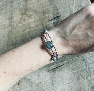 Adjustable Turquoise Silver Bracelet Adjustable, Bohemian Bangle, Gift Box Option, Boho, Artisanal